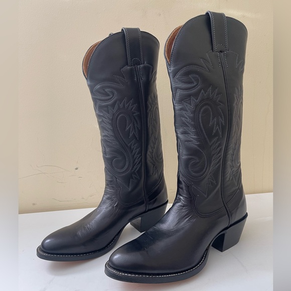 NWT Alberta Boot Black Cowboy Kangaroo Leather Western Boots Women Size 9.5 US - Picture 1 of 8